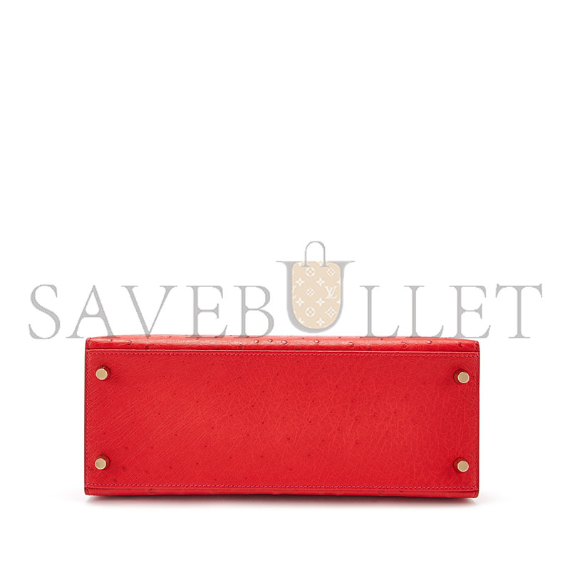 H**mes master heart red ostrich kelly 25 gold hardware (25*17*7cm)